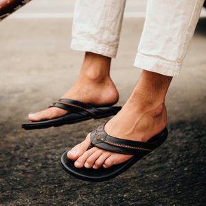 Olukai Mae Ola Dark Java Leather Flip Flop