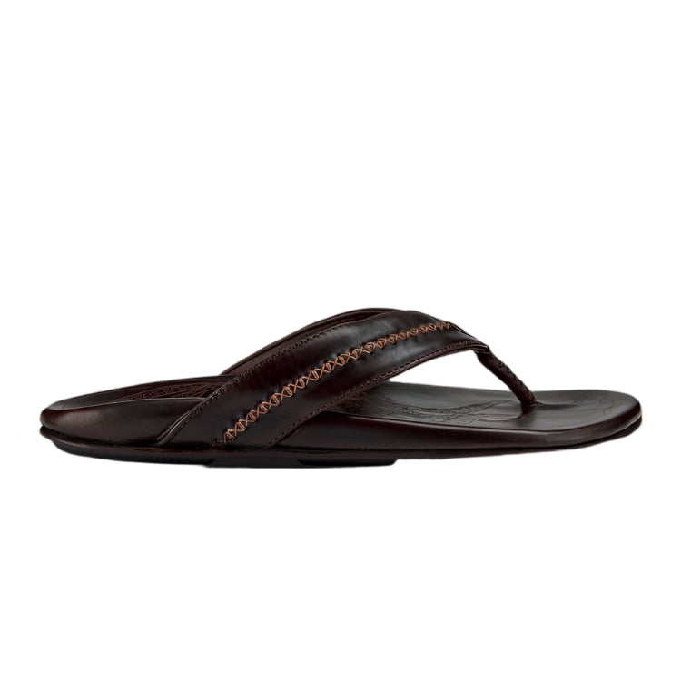 Olukai Mae Ola Dark Java Leather Flip Flop