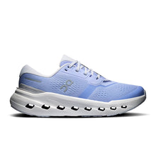 Women's blue running shoe with white sole 