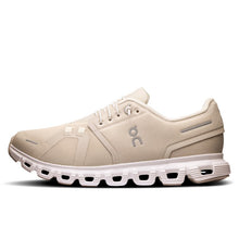 Women's beige running shoe with white sole 