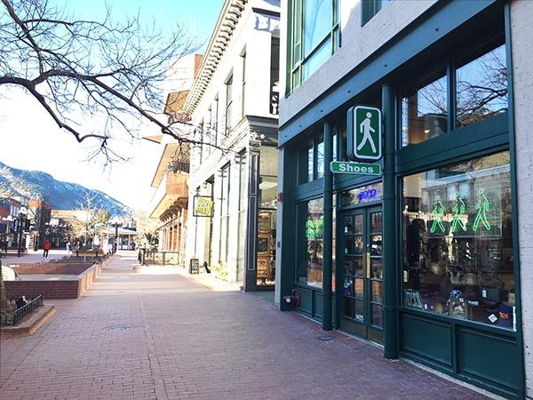Pedestrian Shops on the Pearl St. Mall - Boulder, CO Shoe Store