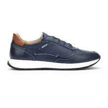 Navy blue sneaker with white sole 