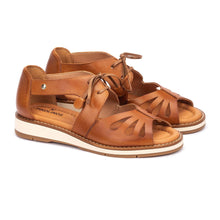 Pair of brown sandals with cut-out design 