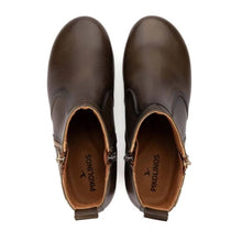 A pair of dark brown leather ankle boots 