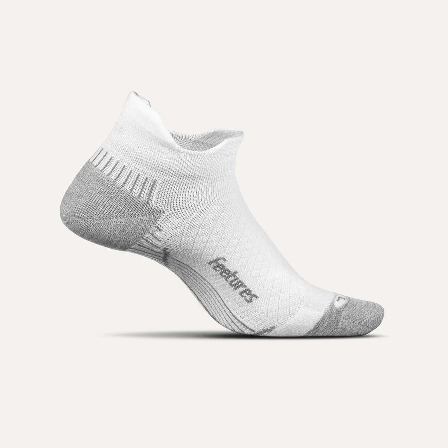 Feetures Plantar Fasciitis Relief Sock Light Cushion No Show Tab Sock - White