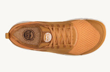 Lems Primal Zen minimalist shoe in Nugget orange top down view showing wide toe box. 