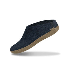 Glerups Unisex Slip-On Leather Sole Slipper - Denim