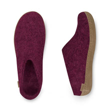 Glerups Women's Slip-On Leather Sole Slipper - Cranberry