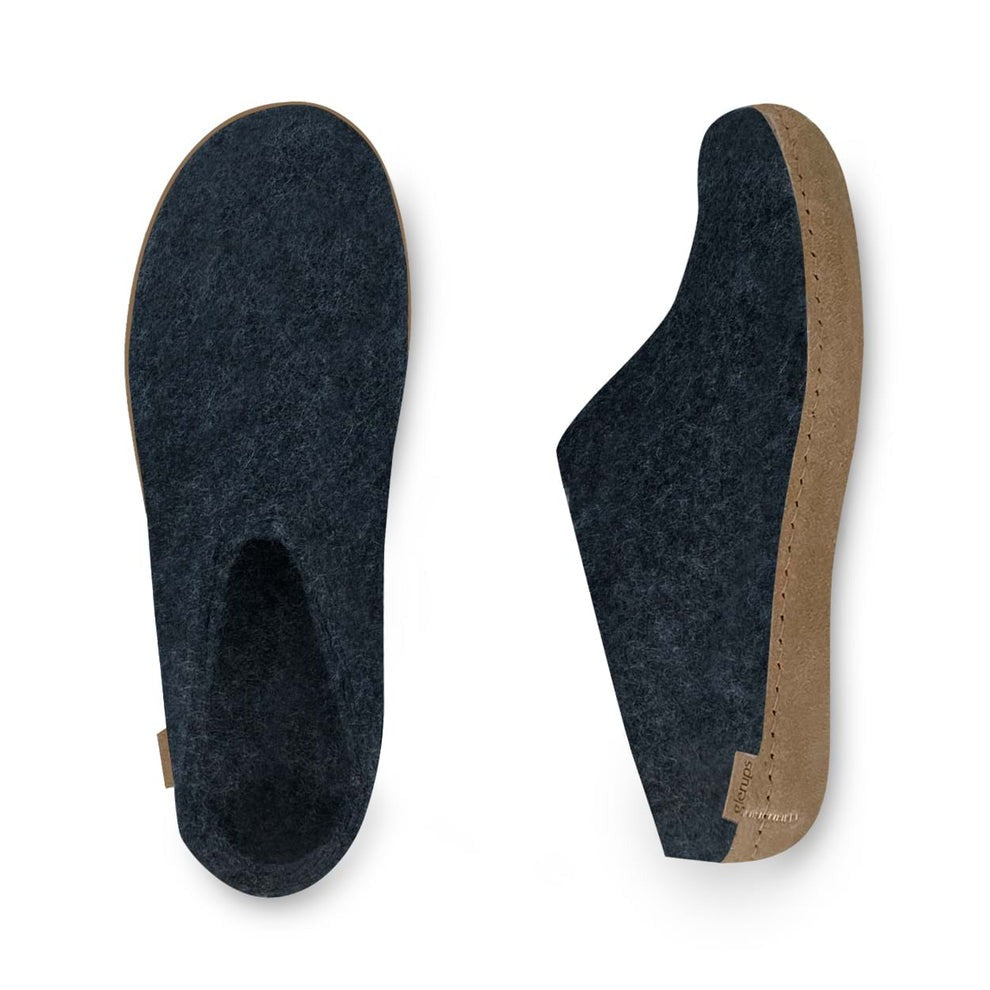 Glerups Unisex Slip-On Leather Sole Slipper - Denim