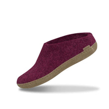 Glerups Women's Slip-On Leather Sole Slipper - Cranberry