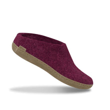 Glerups Women's Slip-On Leather Sole Slipper - Cranberry