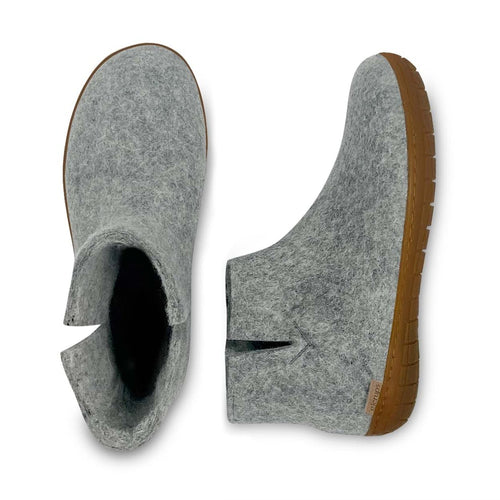 Glerups Unisex Slipper Boot With Natural Rubber Outsole - Grey
