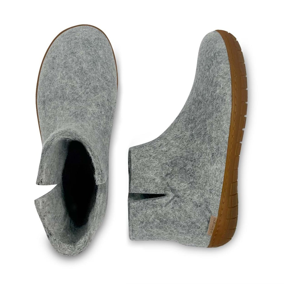 Glerups Unisex Slipper Boot With Natural Rubber Outsole - Grey