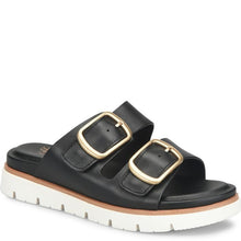 Black sandal with gold buckles 