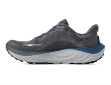 Gray and blue running shoe 