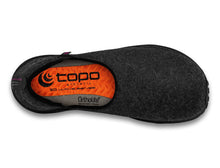 Topo Ortholite insole in a dark gray slip-on shoe with Vibram sole 
