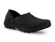 Black slip-on shoe with textured sole 