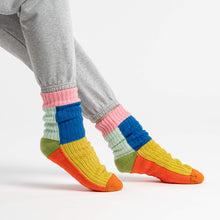 Verloop Kaleidoscope Knit House Sock - Olive Cobalt