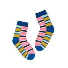 Verloop Zipper Stripe House Sock - Denim Pink
