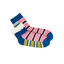 Verloop Zipper Stripe House Sock - Denim Pink