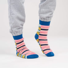 Verloop Zipper Stripe House Sock - Denim Pink