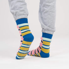 Verloop Zipper Stripe House Sock - Denim Pink
