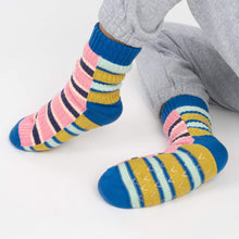 Verloop Zipper Stripe House Sock - Denim Pink