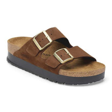Brown sandal with gold buckles 