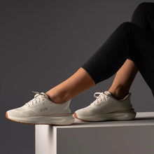 Kizik Athens 2 Knit Sneaker - Oatmeal/Warm Taupe on feet 