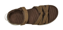 multiple straps on brown walking sandal 