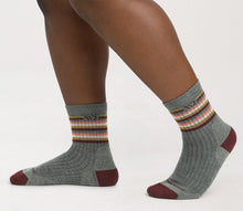 Wide Open Women's Multi Stripe Cushioned Micro Crew Sock - Taupe