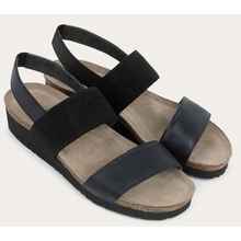 Naot Amy Wide Sandal - Shiny Black Leather/Black Elastic pair 