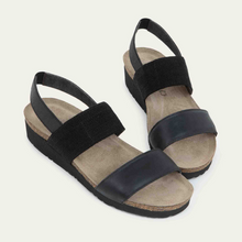 Naot Amy Wide Sandal - Shiny Black Leather/Black Elastic pair 