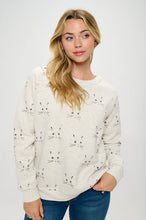CAT WHISKERS PRINT SWEATSHIRT: L