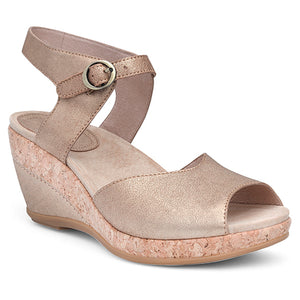 Dansko Charlotte Wedge Sandal - Gold Crinkle Leather 